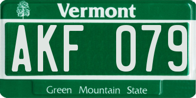 VT license plate AKF079