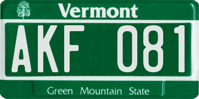 VT license plate AKF081