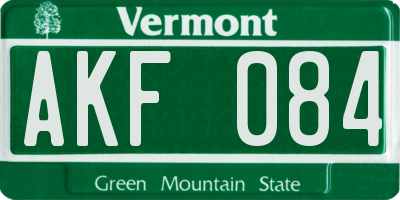 VT license plate AKF084