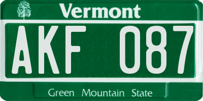 VT license plate AKF087