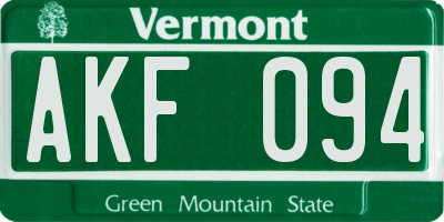 VT license plate AKF094
