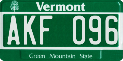 VT license plate AKF096