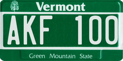 VT license plate AKF100