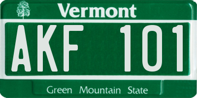 VT license plate AKF101