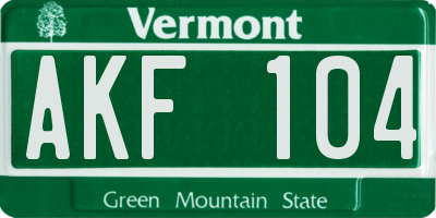 VT license plate AKF104