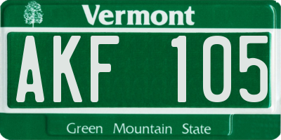 VT license plate AKF105