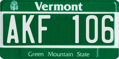 VT license plate AKF106