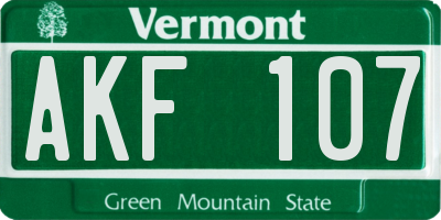 VT license plate AKF107