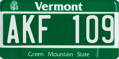 VT license plate AKF109