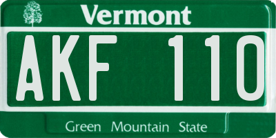 VT license plate AKF110