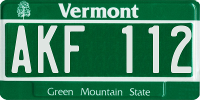 VT license plate AKF112