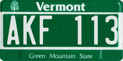VT license plate AKF113