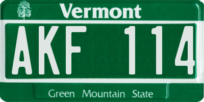 VT license plate AKF114