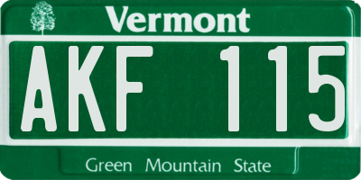 VT license plate AKF115