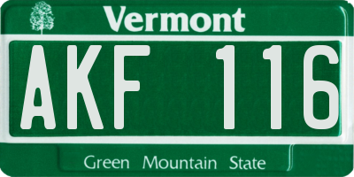 VT license plate AKF116
