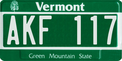 VT license plate AKF117
