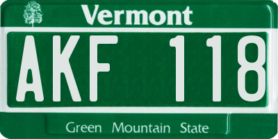 VT license plate AKF118