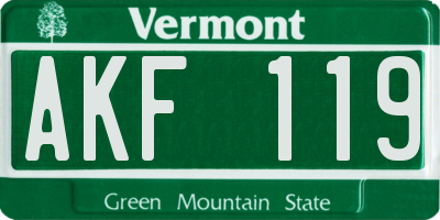 VT license plate AKF119