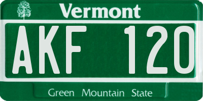 VT license plate AKF120