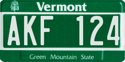 VT license plate AKF124