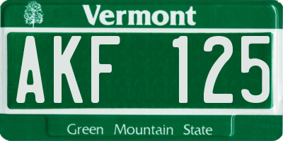 VT license plate AKF125