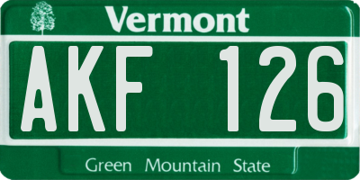 VT license plate AKF126