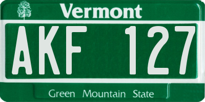VT license plate AKF127