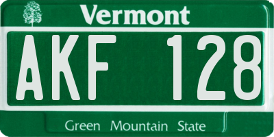 VT license plate AKF128