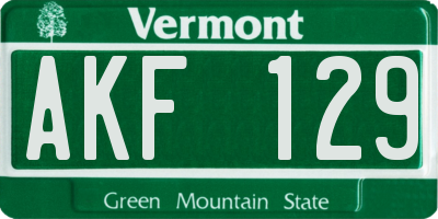 VT license plate AKF129