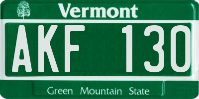 VT license plate AKF130