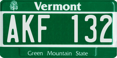 VT license plate AKF132