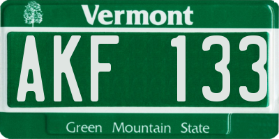 VT license plate AKF133