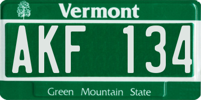 VT license plate AKF134