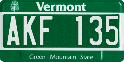 VT license plate AKF135