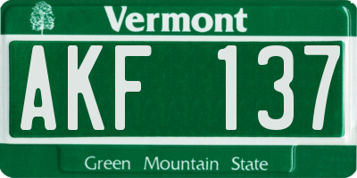 VT license plate AKF137