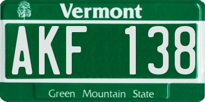 VT license plate AKF138