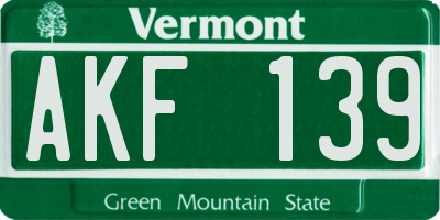 VT license plate AKF139