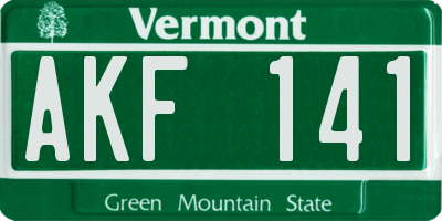 VT license plate AKF141