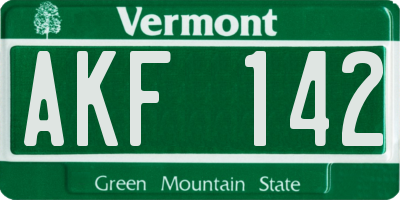VT license plate AKF142