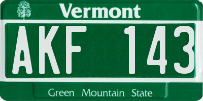 VT license plate AKF143