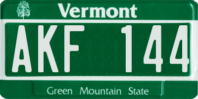 VT license plate AKF144