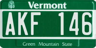 VT license plate AKF146