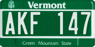 VT license plate AKF147
