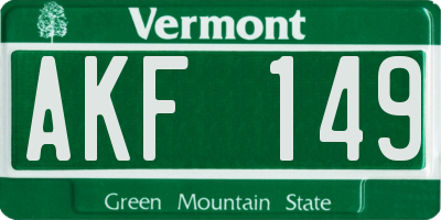 VT license plate AKF149