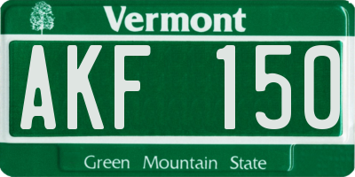 VT license plate AKF150