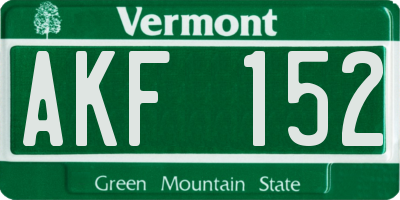 VT license plate AKF152