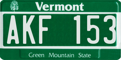 VT license plate AKF153