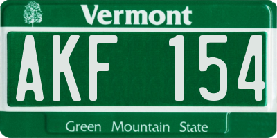 VT license plate AKF154
