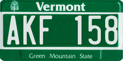 VT license plate AKF158
