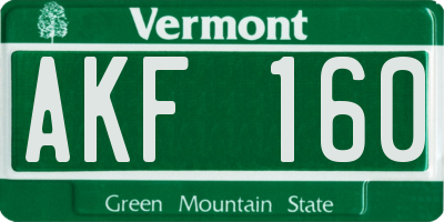 VT license plate AKF160